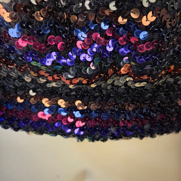 Vintage 70s Disco Sequin Tube Top Size XL Strapless Cropped Jewel Tone Rainbow - Picture 3 of 8